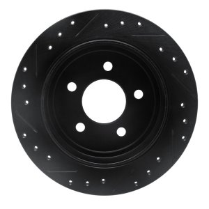 Ford Explorer Brake Rotor (1) - Rear Right - R1 Concepts - Drilled & Slotted - Black - `95-`02